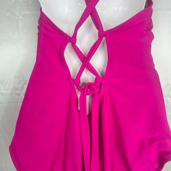 NWOT Kona Sol Hot Pink One-Piece Crochet Detail Swimsuit Size XL - Picture 8 of 15